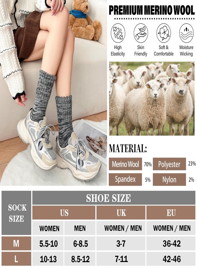Sandsuced Merino Wool Thermal Boot Socks for Women Men Winter Warm Cozy Thick Hiking Socks 3 Pairs Christmas Stocking Stuffers (Grey/Black/Light Khaki,M) - Image 5